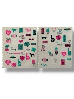 🦋 5/$25 - PINK Victoria's Secret Sticker Sheets - Used - Set of 51 Stickers